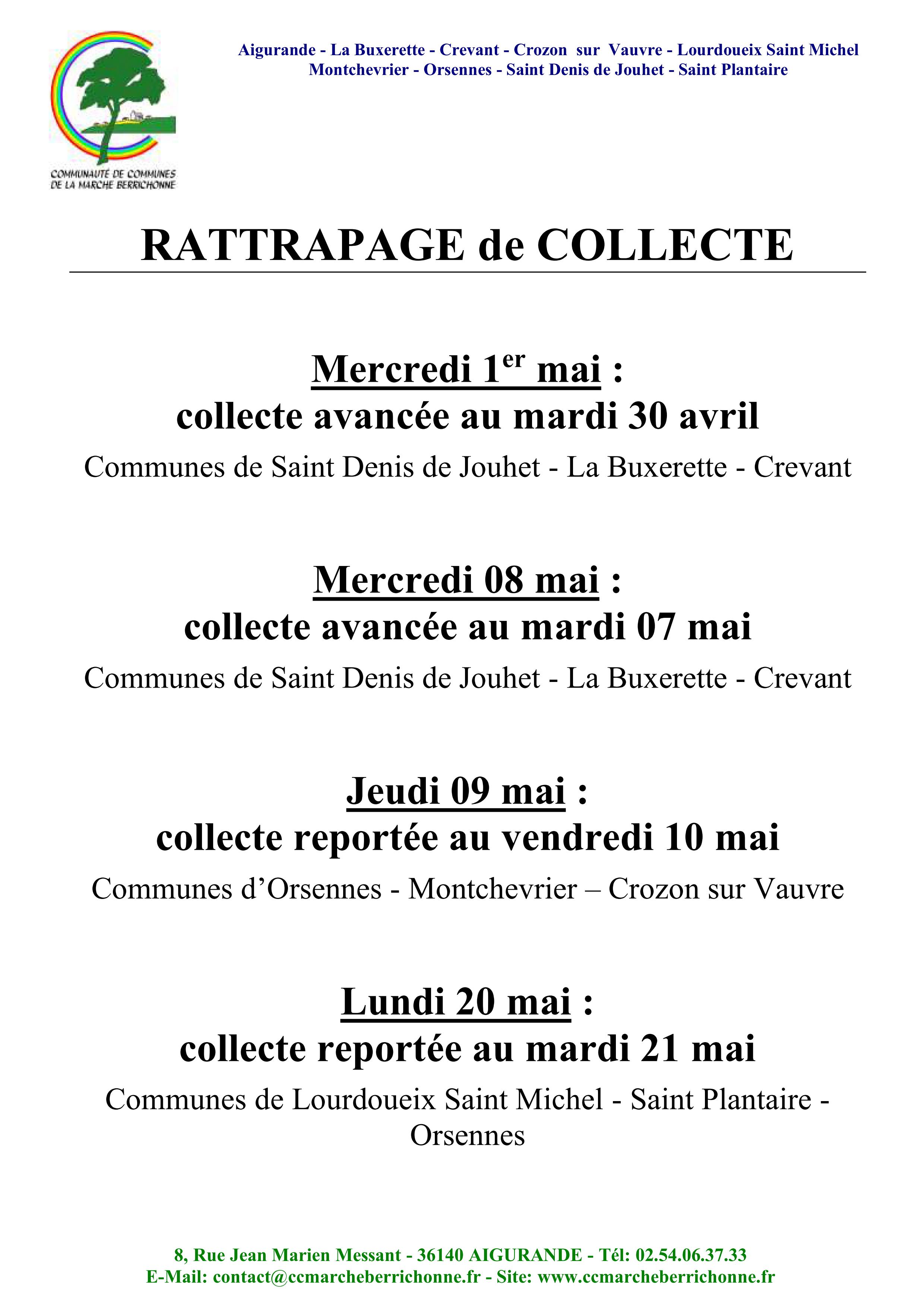 Rattrapages collectes 